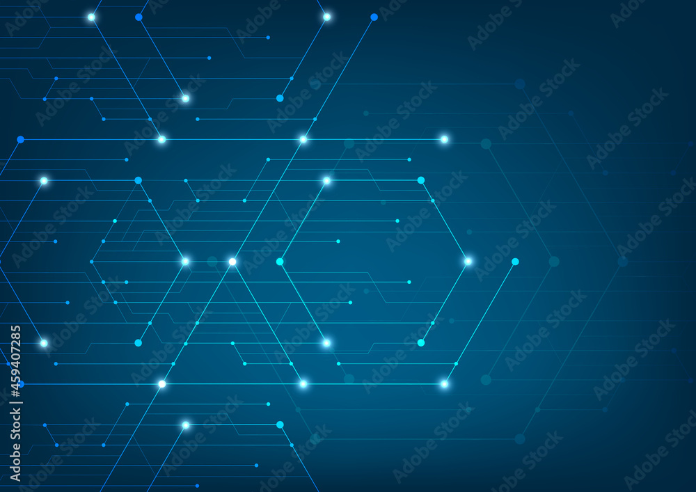 Obraz premium Abstract lines and dots connect background. Technology connection digital data and big data concept.