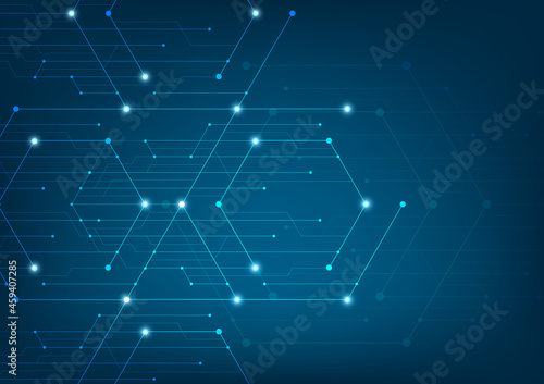 Abstract lines and dots connect background. Technology connection digital data and big data concept.