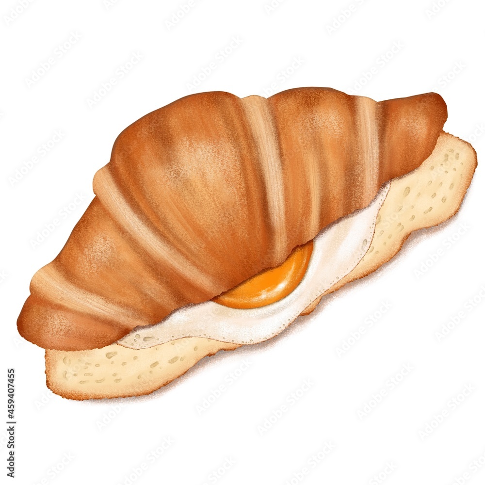 Croissant sandwich bread Illustration on a white background foods drawing ideas Croissant sandwich bread Illustration on a white background foods drawing ideas