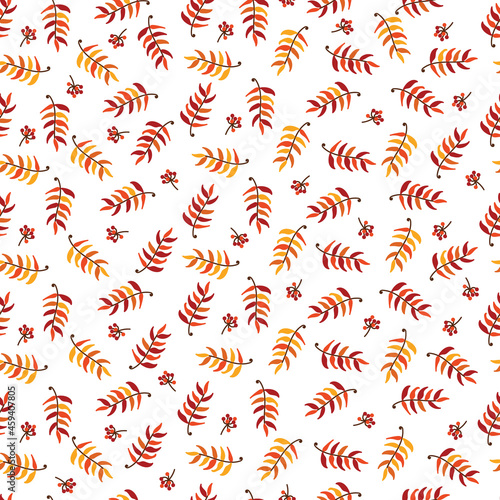 Seamless pattern with rowan leaves