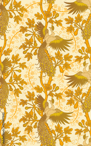seamless retro pattern with peacocks