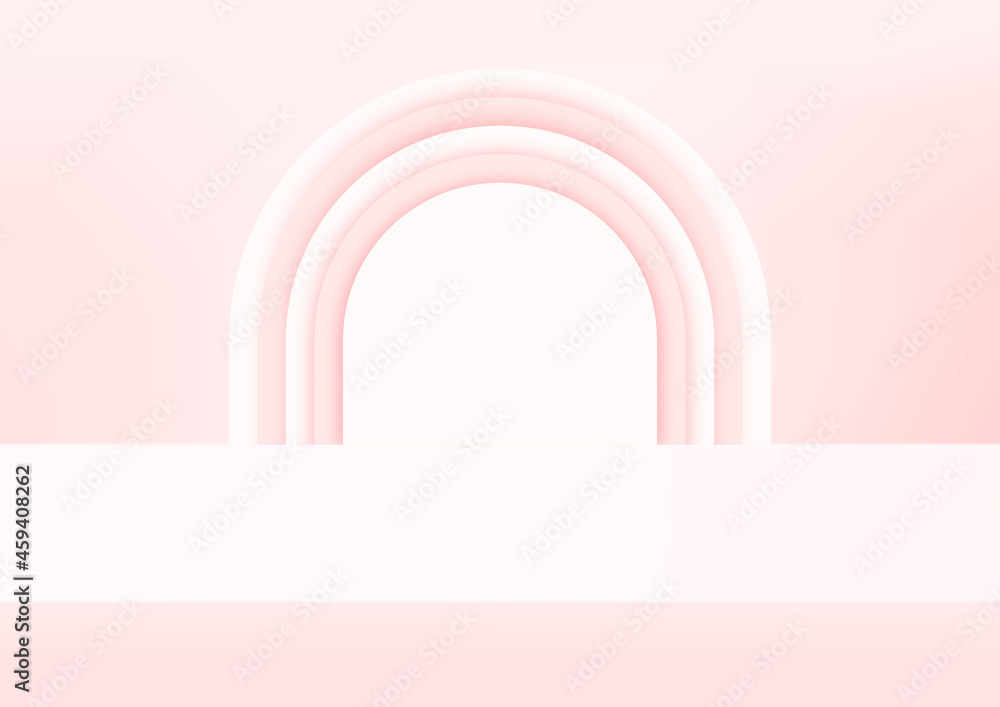 Empty studio pink background for product display. Showroom shoot render. Banner background for advertise product.