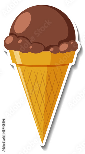 Chocolate ice-creame in the waffle cone sticker