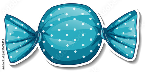 Wrapped sweet candy sticker on white background