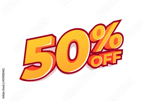 50% off sale tag. Sale of special offers. Discount with the price is 50%.
