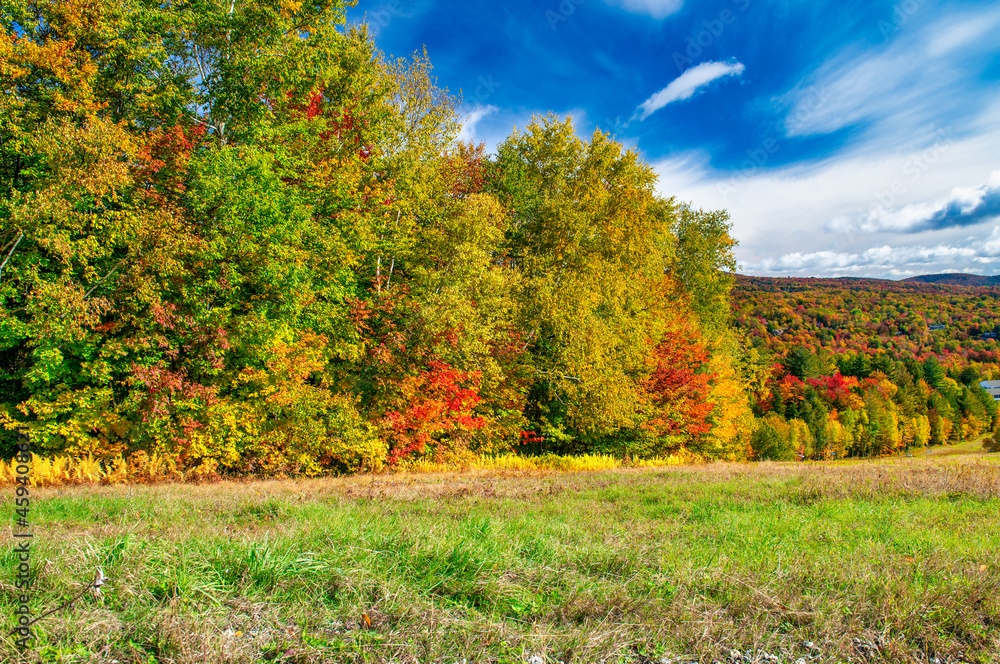 Naklejka premium Smugglers' Notch State Park in autumn, New England.