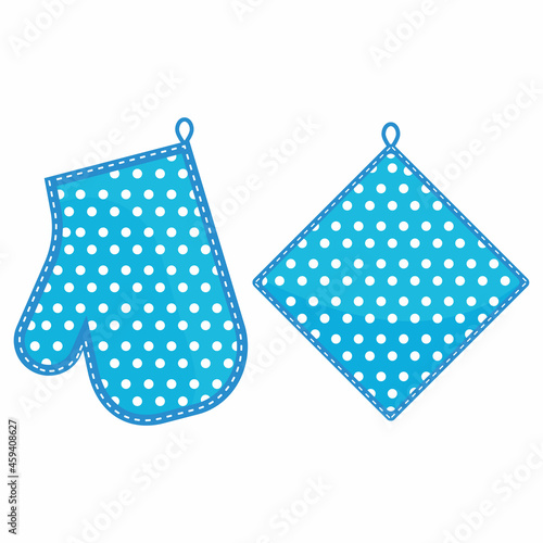 Oven mitt and oven mitt, color isolated vector illustration in the flat style