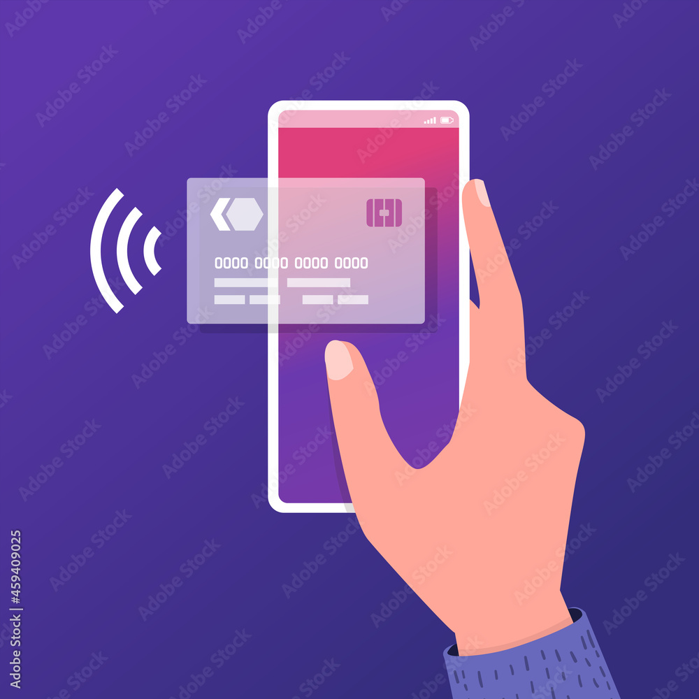 Hand holding smartphone with credit card on screen. Mobile payment online banking money transfer. Hand holding smartphone with credit card on screen. Mobile payment online banking money transfer.