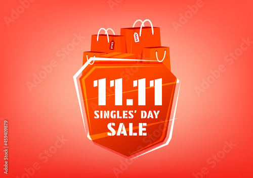 11.11 Singles day sale poster or flyer design. Global shopping day online sale.