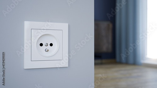 Electrical outlet on the wall, 3d illustration 