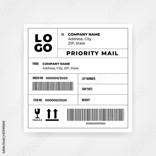 Shipping barcode sticker label template.