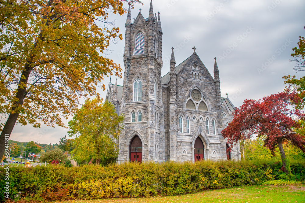 Bennington Cathedral in foliage fall season, Vermont.