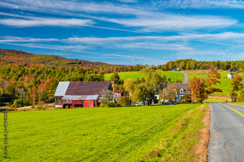 Amazing colors of New Hampshire countryside during foliage season, USA.
