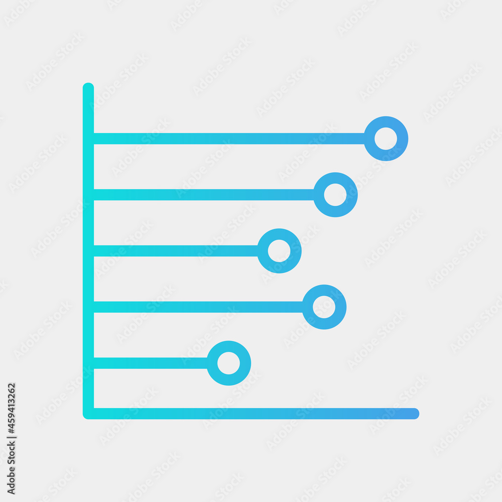 Vector illustration of line chart icon in blue style for any projects Vector illustration of line chart icon in blue style for any projects