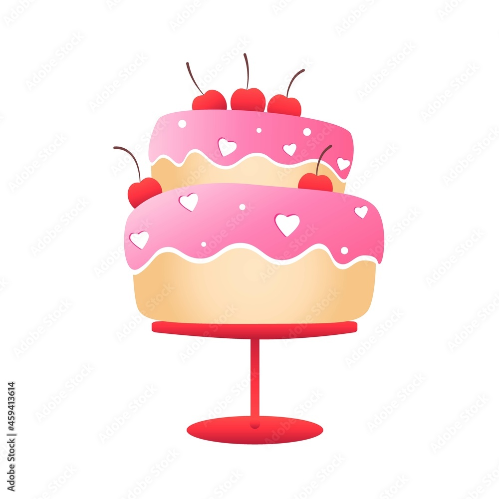 Birthday cake, vector isolated illustration. Stock illustration Birthday cake, vector isolated illustration. Stock illustration