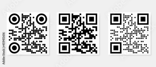 Set of vector QR code icons sample for smartphone scanning isolated on white background