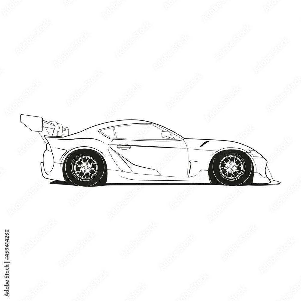Car outline coloring pages vector