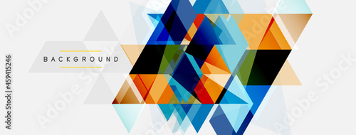 Mosaic triangles geometric background. Techno or business concept, pattern for wallpaper, banner, background, landing page