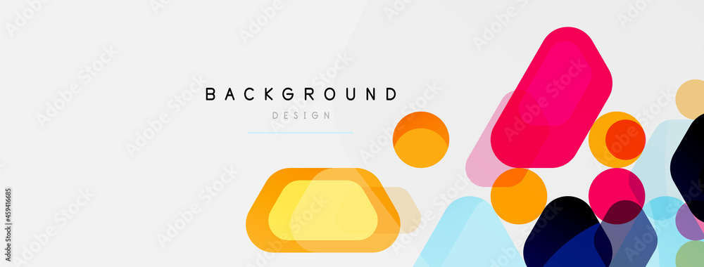 Color bubbles and rounded geometric shapes on white. Vector geometric minimal abstract background for wallpaper, banner, background, landing page Color bubbles and rounded geometric shapes on white. Vector geometric minimal abstract background for wallpaper, banner, background, landing page