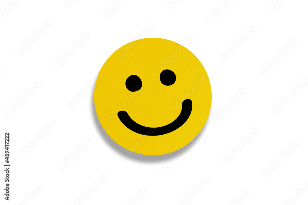 Happy smiley face emoticon on white background Happy smiley face emoticon on white background