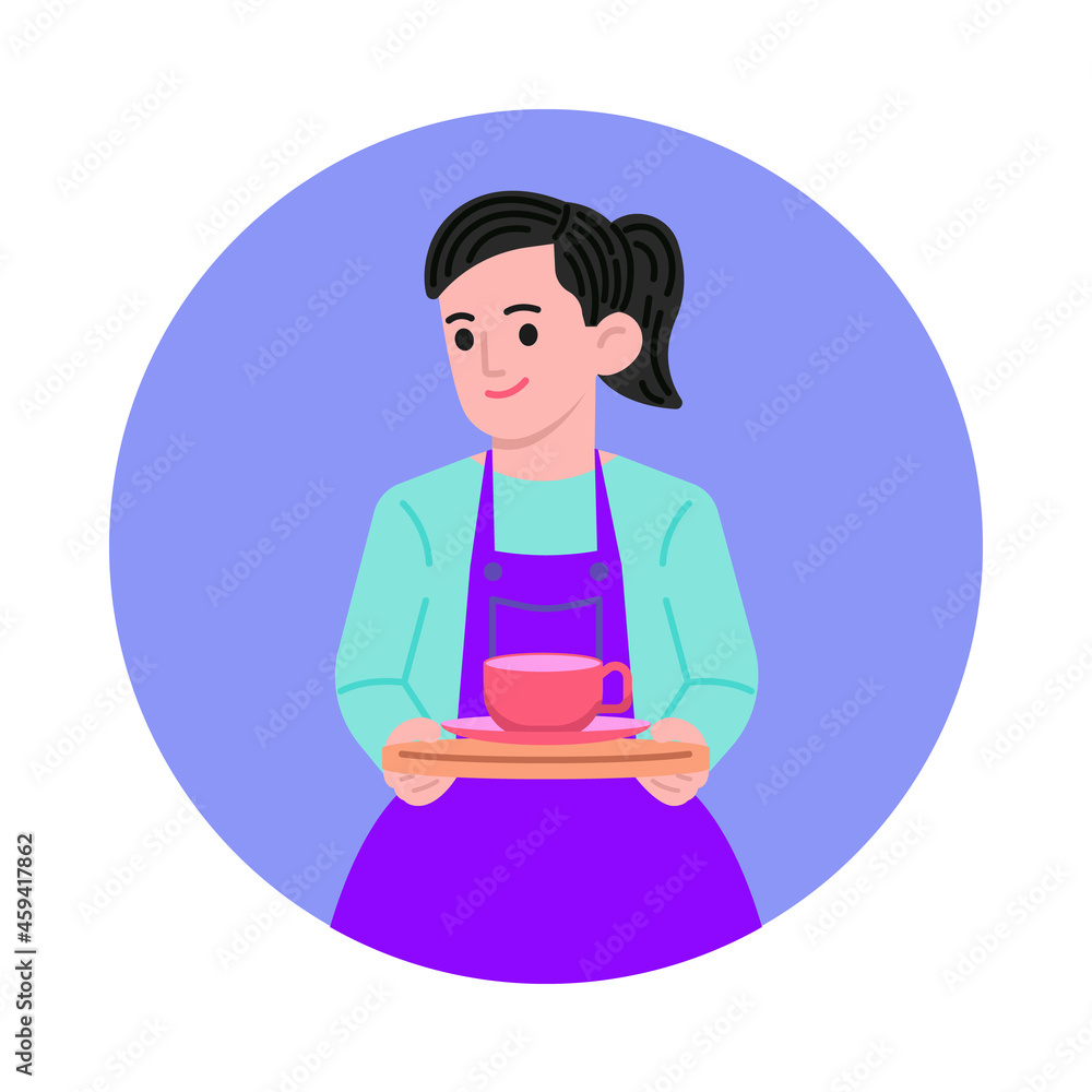 Woman barista with coffee cup vector illustration Woman barista with coffee cup vector illustration
