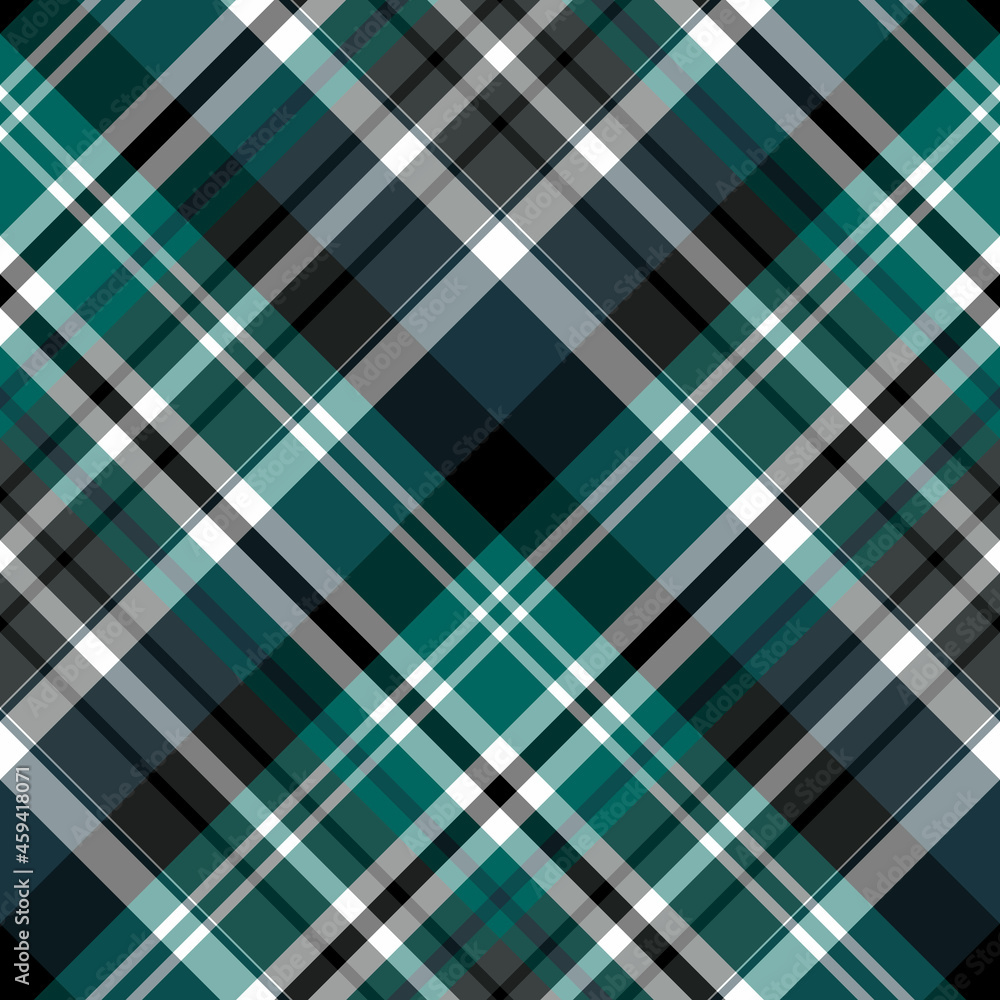 Seamless pattern in white, black, gray and cold green colors for plaid, fabric, textile, clothes, tablecloth and other things. Vector image. 2 Seamless pattern in white, black, gray and cold green colors for plaid, fabric, textile, clothes, tablecloth and other things. Vector image. 2