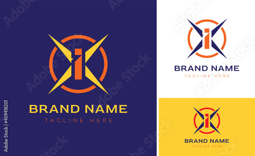 Creative Logo using letters I, X, O for brand business using colors Orange, Blue and Yellow with logo variations of branding designs