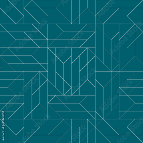 Seamless geometric pattern on green background. Vector seamless pattern. Geometric background with rhombus and nodes.