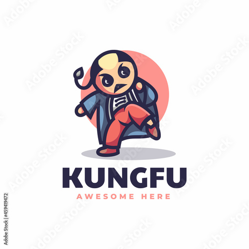 Vector Logo Illustration Kungfu Mascot Cartoon Style.