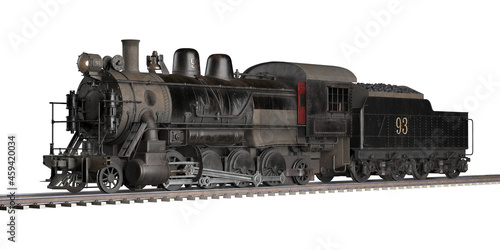 3D rendering of a brand-less generic old steam train