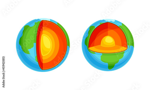 Earth internal structure. Planet cross section vector illustration