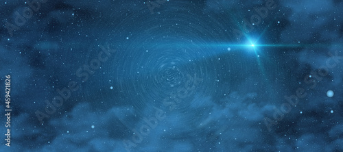 Abstract starry sky with clouds background. Space and cosmos concept.