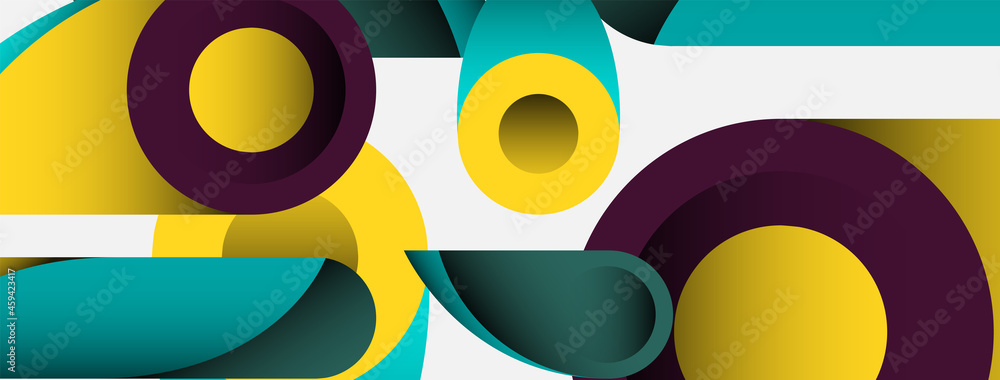 Abstract background. Minimal geometric circles and round style shapes with deep shadow effects. Trendy technology business template for wallpaper banner or background Abstract background. Minimal geometric circles and round style shapes with deep shadow effects. Trendy technology business template for wallpaper banner or background