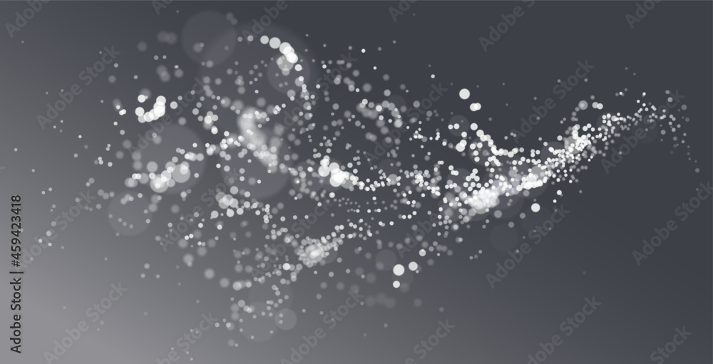 Fototapeta premium Dotted particle array flowing vector abstract background, life forms bio theme microscopic design, dynamic dots elements in motion.