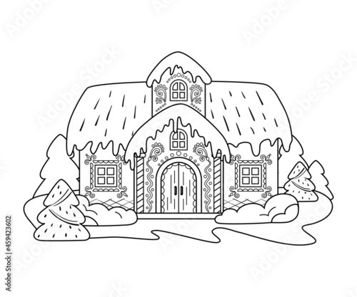 Christmas gingerbread house. A picture for coloring.