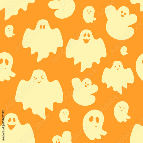 Seamless happy ghost patterns. Vector illustration, eps 10