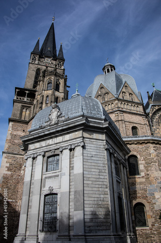 Aachen Cathedral with pointed towers