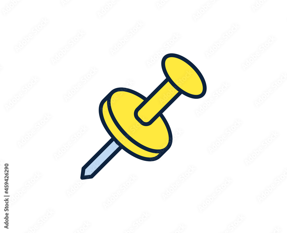 Push pin line icon. Vector symbol in trendy flat style on white background. Office sing for design. Push pin line icon. Vector symbol in trendy flat style on white background. Office sing for design.