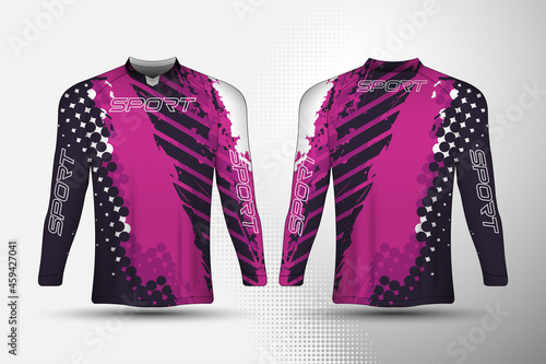 Long sleeve, t-shirt sport racing jersey with abstract background design