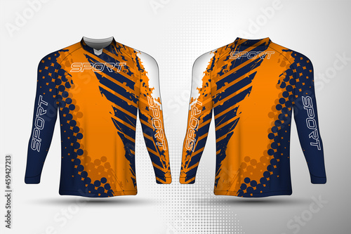 Long sleeve, t-shirt sport racing jersey with abstract background design