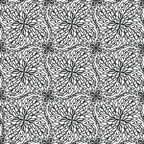 tile with abstract flowers drawn on a white background, vector