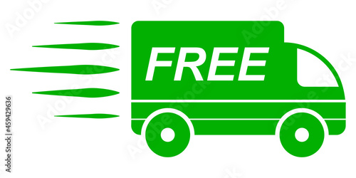 Free delivery icon, delivery car with the inscription free