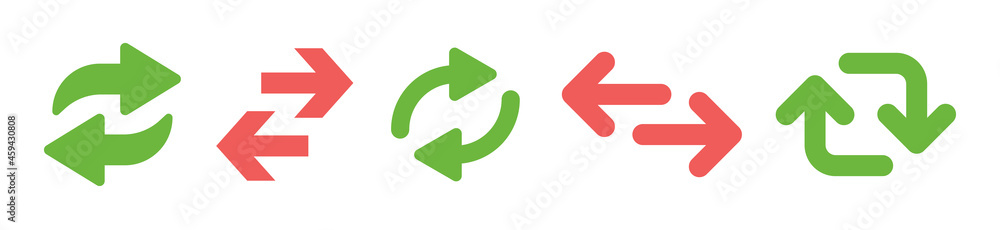 Arrow exchange, reverse, recycle, reload icon set. Arrow exchange, reverse, recycle, reload icon set.