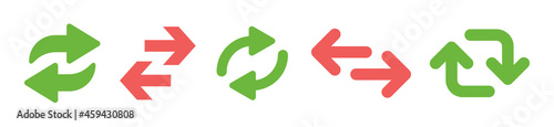 Arrow exchange, reverse, recycle, reload icon set.