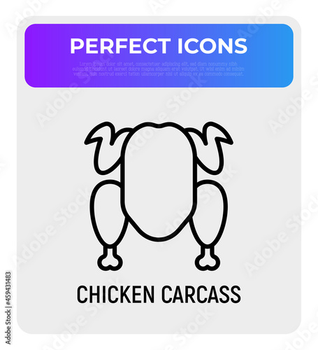 Chicken carcass thin line icon. Modern vector illustration.