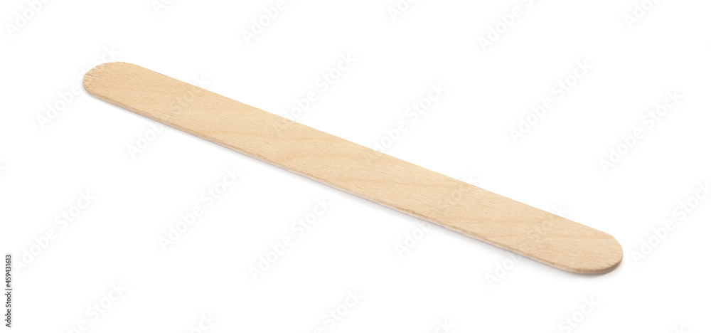 Disposable wooden spatula for depilatory wax isolated on white Disposable wooden spatula for depilatory wax isolated on white