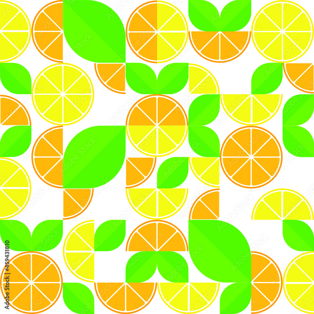 custom made wallpaper toronto digitalRound lemon and orange slices, seamless pattern. Bright tropical fruits. Vector illustration