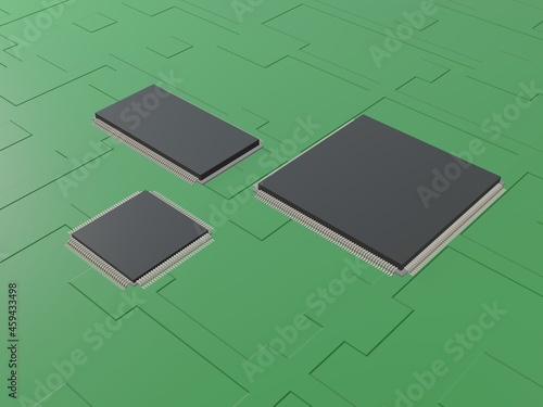半導体 CPU GPU 基盤 の3d render