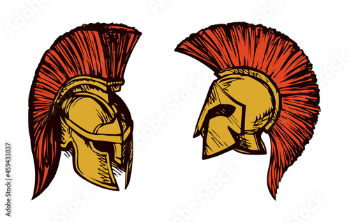 Spartan helmet. Vector drawing