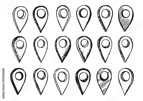 Map pointer vector hand drawn illustration 